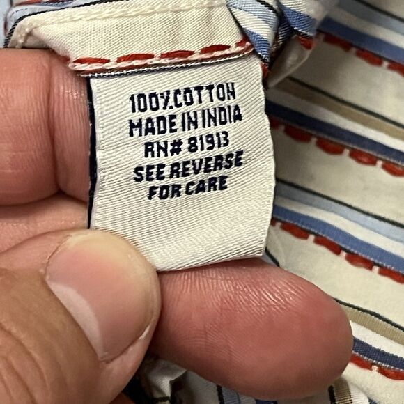 Robert Graham Button Down Shirt Mens Medium Flip Cuffs Striped Multicolor‎ - Picture 5 of 10